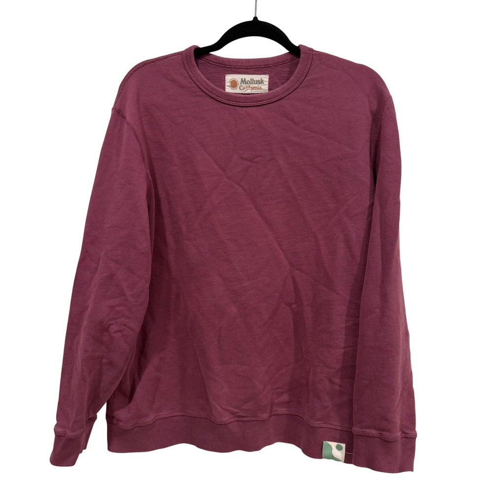 Mollusk California Mens‎ Crewneck Sweatshirt Large Burgundy Plum French Terry